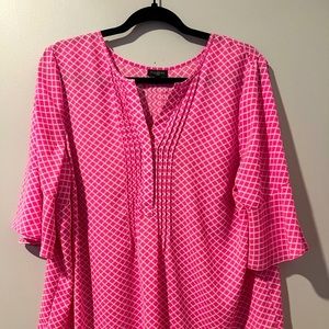 Talbots Pink White Floating Sleeves Blouse